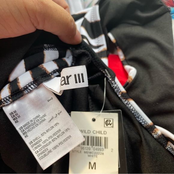 BAR III women’s Zebra-Print asymmetrical neck line One-Piece Swimsuit in size M - Picture 4 of 7